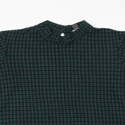 Primark Womens Green Mock Neck Check Polyester Pullover Jumper Size 18 - Size 18-20