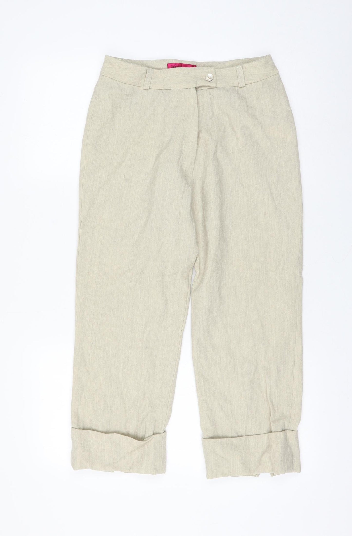 Aaayal Womens Beige Wool Capri Trousers Size 12 L22 in Regular Zip