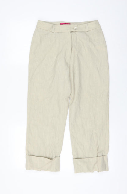 Aaayal Womens Beige Wool Capri Trousers Size 12 L22 in Regular Zip