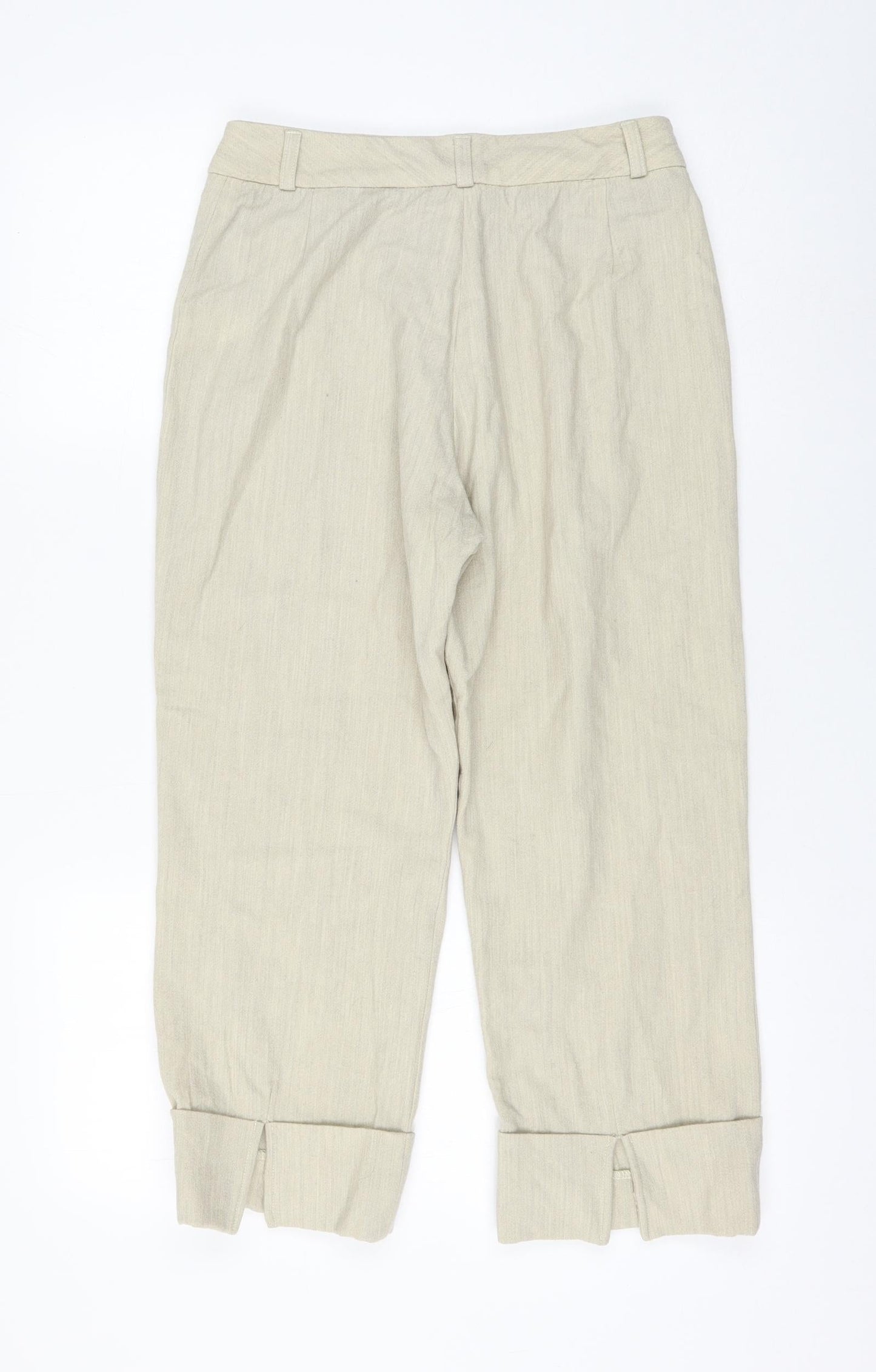 Aaayal Womens Beige Wool Capri Trousers Size 12 L22 in Regular Zip