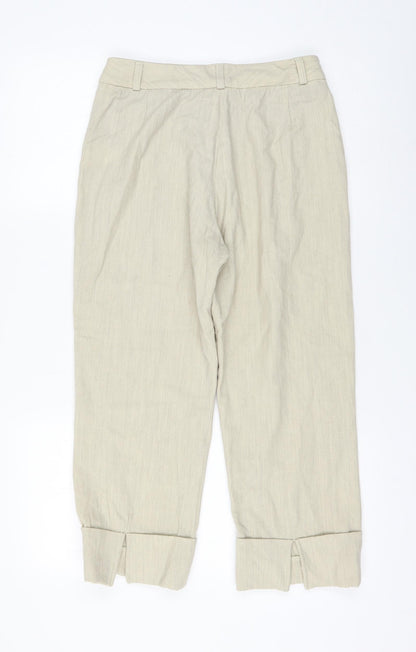 Aaayal Womens Beige Wool Capri Trousers Size 12 L22 in Regular Zip
