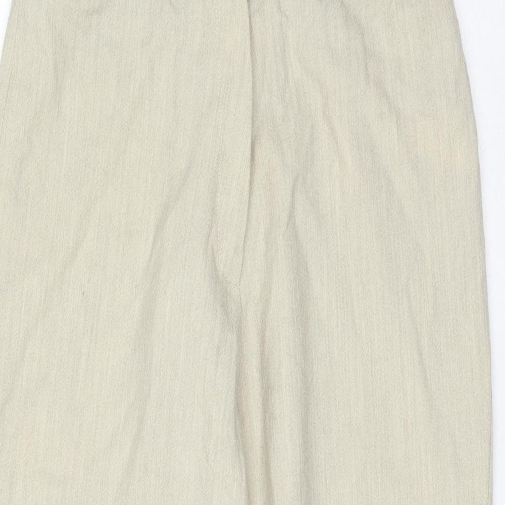 Aaayal Womens Beige Wool Capri Trousers Size 12 L22 in Regular Zip