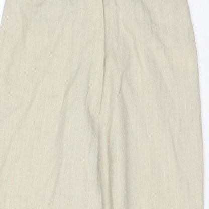 Aaayal Womens Beige Wool Capri Trousers Size 12 L22 in Regular Zip