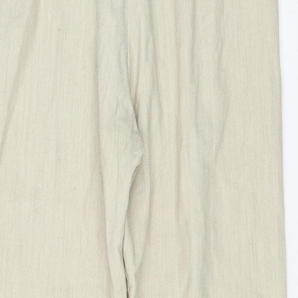 Aaayal Womens Beige Wool Capri Trousers Size 12 L22 in Regular Zip