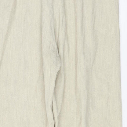 Aaayal Womens Beige Wool Capri Trousers Size 12 L22 in Regular Zip
