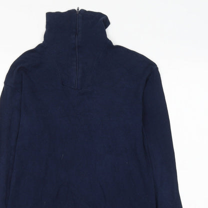 BHS Womens Blue Cotton Pullover Sweatshirt Size M Zip