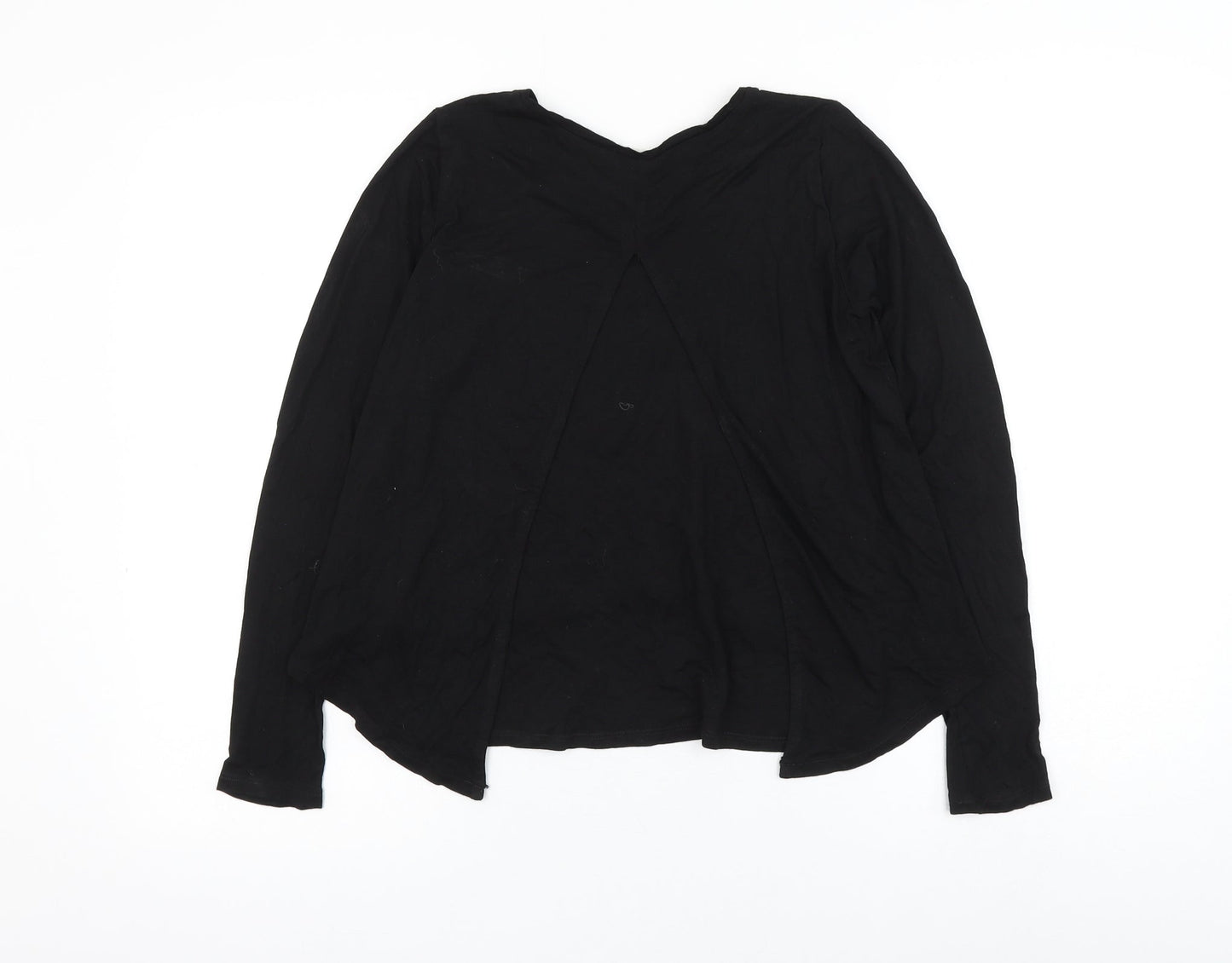 H&M Girls Black Viscose Basic Blouse Size 11-12 Years Round Neck Pullover - West Coast Slogan