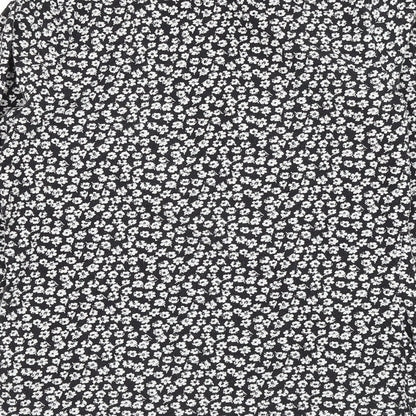 red herr Womens Black Floral Cotton Basic Blouse Size 12 Mock Neck