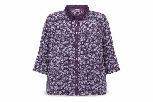 white stu Womens Purple Geometric Cotton Basic Button-Up Size 12 Collared - Butterfly