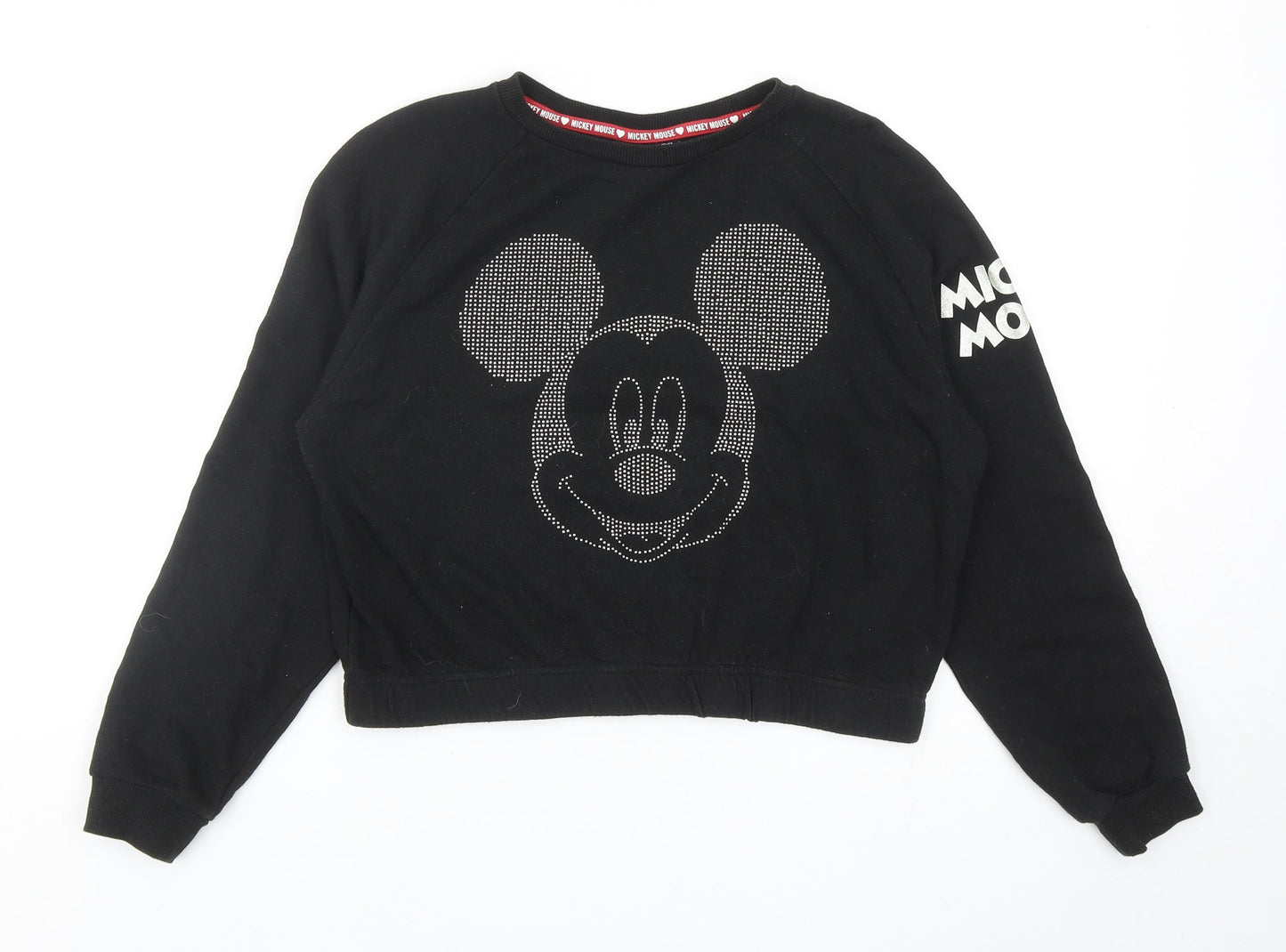 Primark Girls Black Cotton Pullover Sweatshirt Size 11-12 Years Pullover - Mickey Mouse