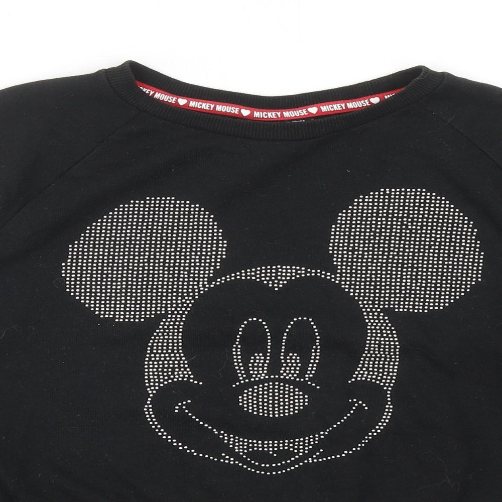 Primark Girls Black Cotton Pullover Sweatshirt Size 11-12 Years Pullover - Mickey Mouse