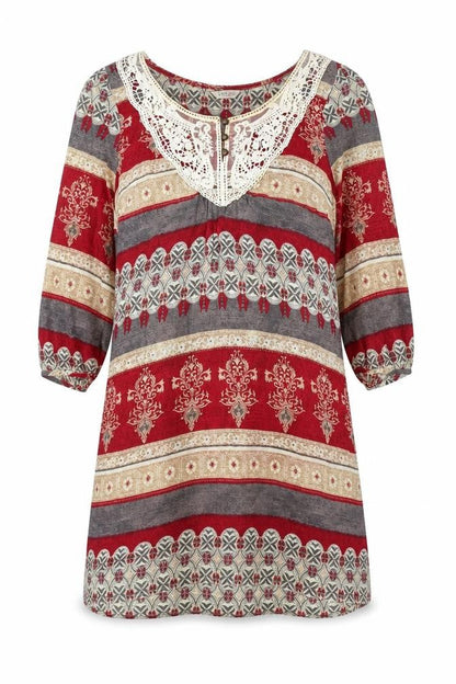 Indigo Womens Multicoloured Geometric Viscose A-Line Size 8 Scoop Neck Pullover