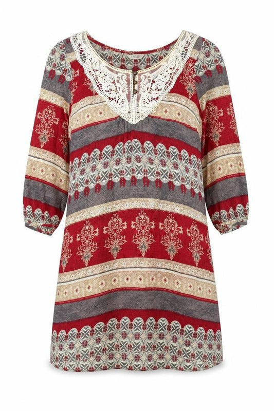 Indigo Womens Multicoloured Geometric Viscose A-Line Size 8 Scoop Neck Pullover