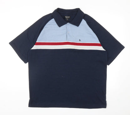 John Curtis Mens Multicoloured Colourblock Cotton Polo Size L Collared Button