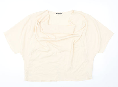 SheIn Womens Beige Polyester Basic Blouse Size L Cowl Neck