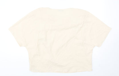 SheIn Womens Beige Polyester Basic Blouse Size L Cowl Neck