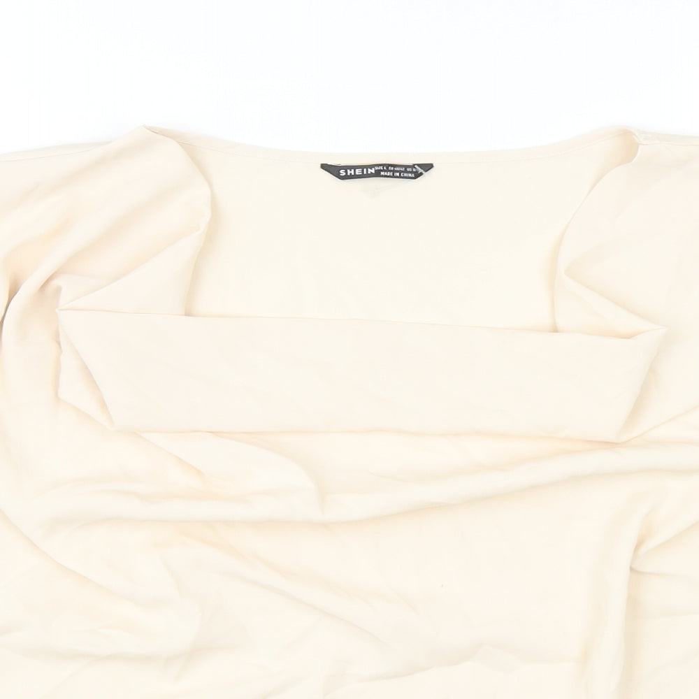 SheIn Womens Beige Polyester Basic Blouse Size L Cowl Neck