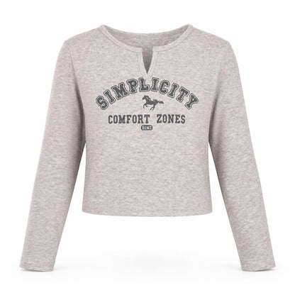 Daze Womens Grey Polyester Cropped T-Shirt Size L V-Neck - Simplicity
