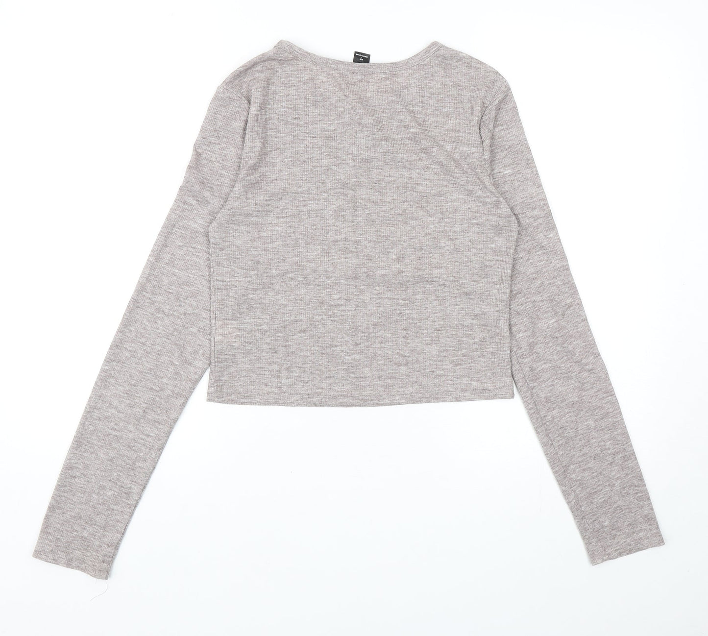 Daze Womens Grey Polyester Cropped T-Shirt Size L V-Neck - Simplicity