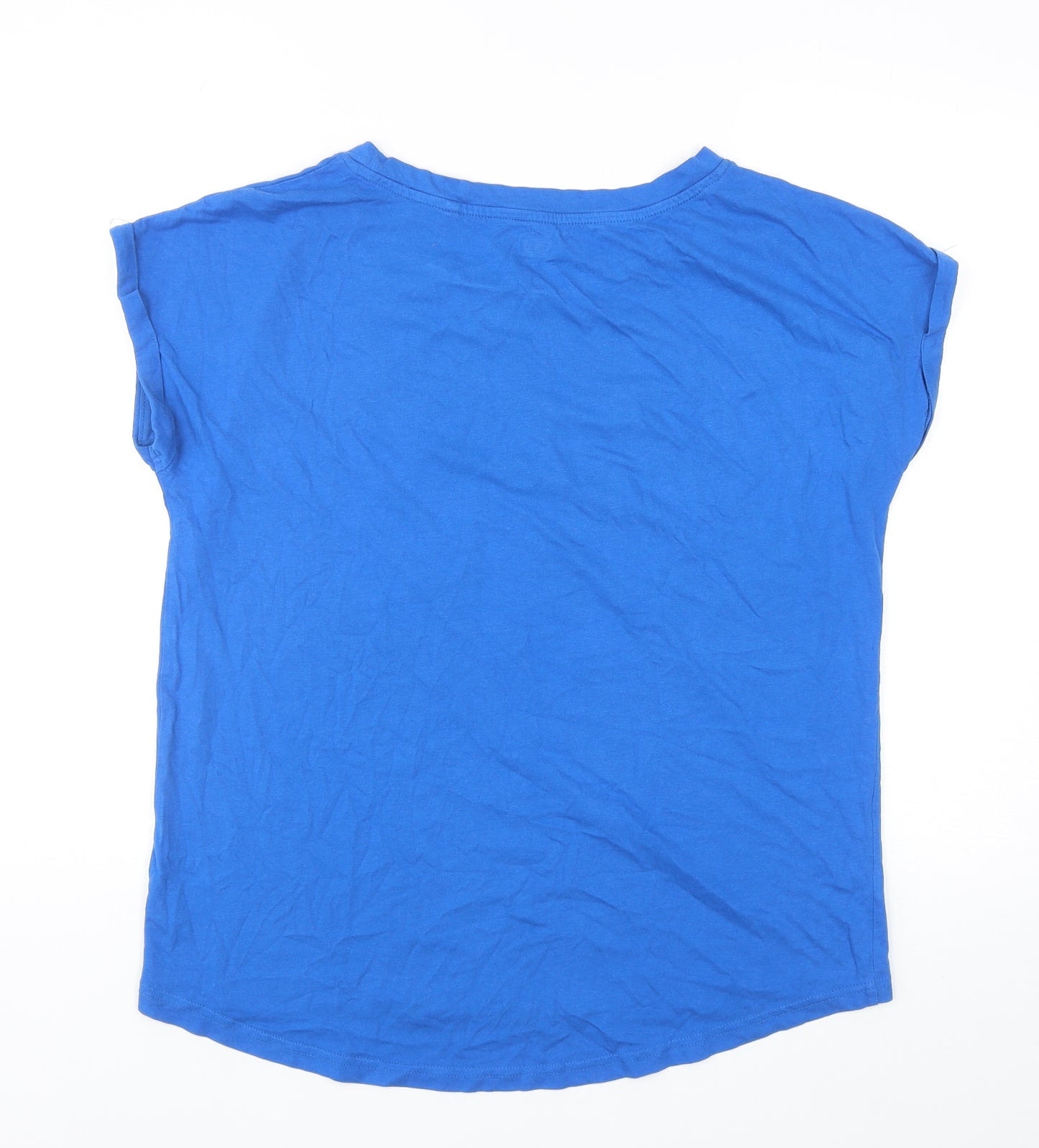 F&F Womens Blue Cotton Basic T-Shirt Size 14 Boat Neck - Love Yourself