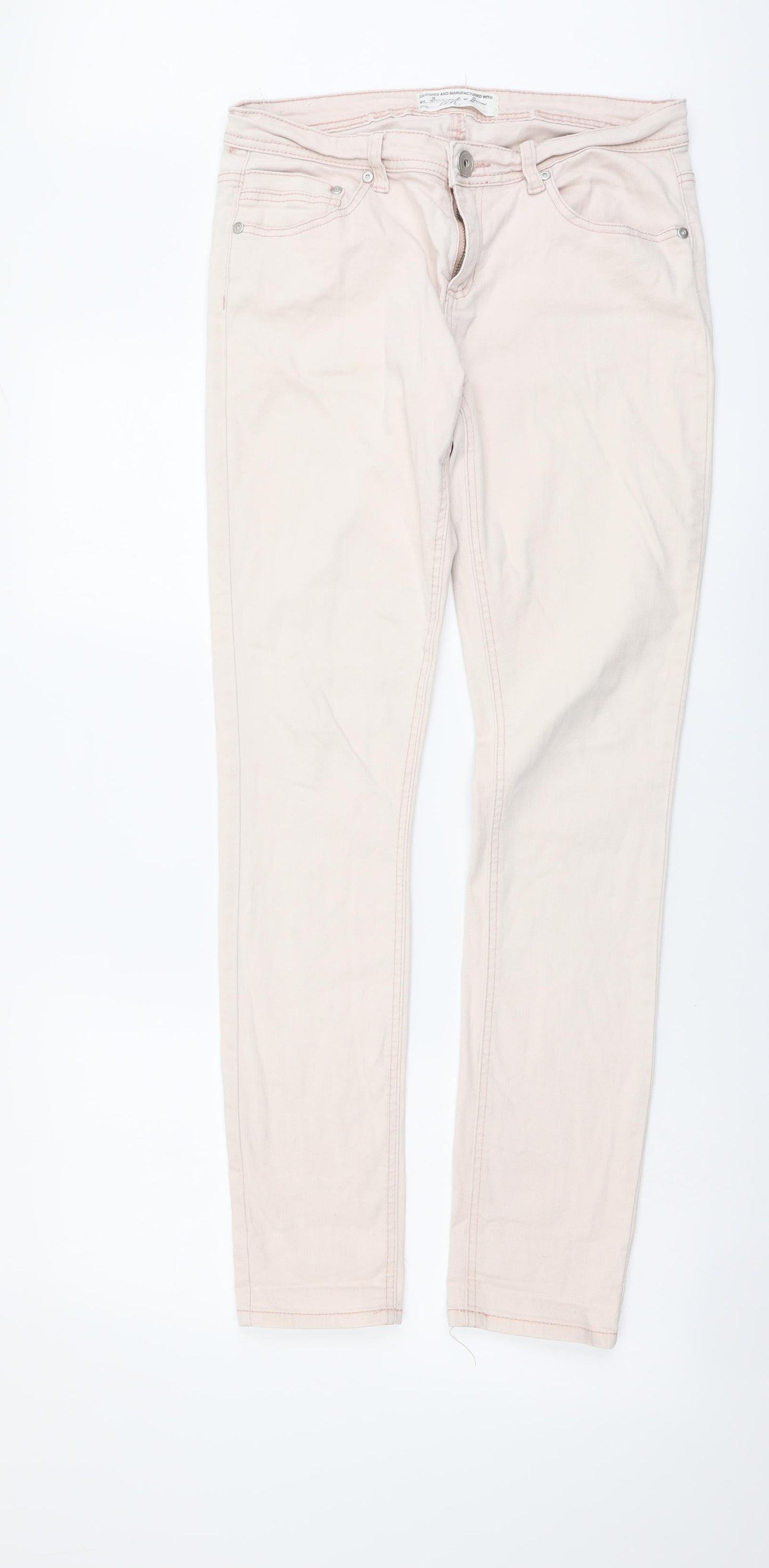 Diamonds & Divas Womens Pink Cotton Skinny Jeans Size 12 L30 in Regular Button