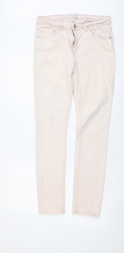 Diamonds & Divas Womens Pink Cotton Skinny Jeans Size 12 L30 in Regular Button