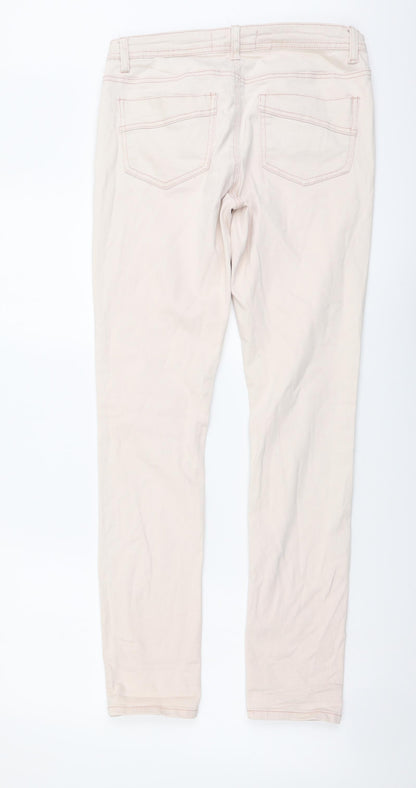 Diamonds & Divas Womens Pink Cotton Skinny Jeans Size 12 L30 in Regular Button