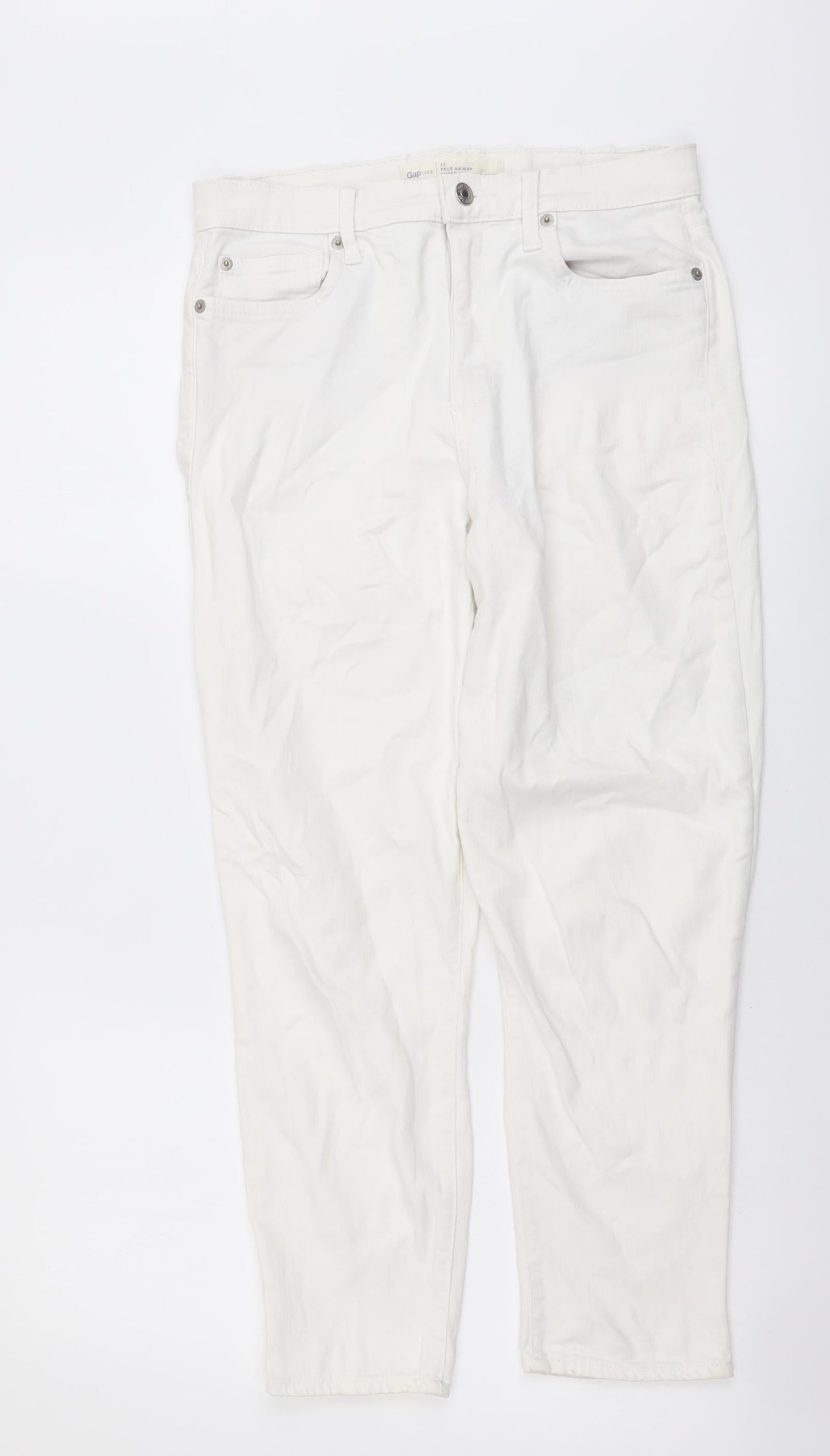 Gap Womens White Cotton Tapered Jeans Size 28 in L24 in Regular Button