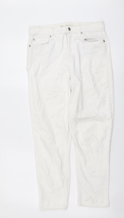 Gap Womens White Cotton Tapered Jeans Size 28 in L24 in Regular Button