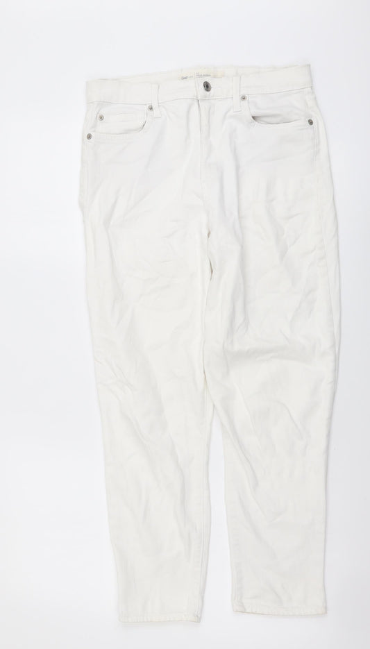 Gap Womens White Cotton Tapered Jeans Size 28 in L24 in Regular Button