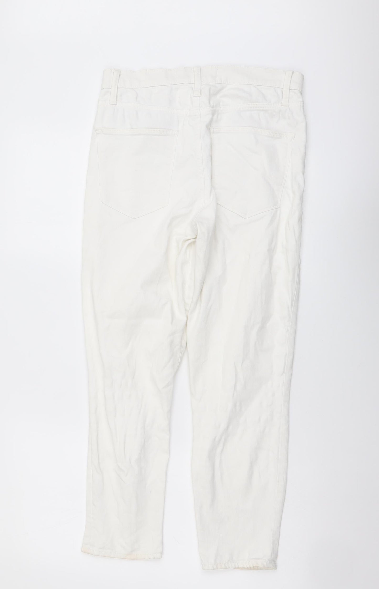 Gap Womens White Cotton Tapered Jeans Size 28 in L24 in Regular Button