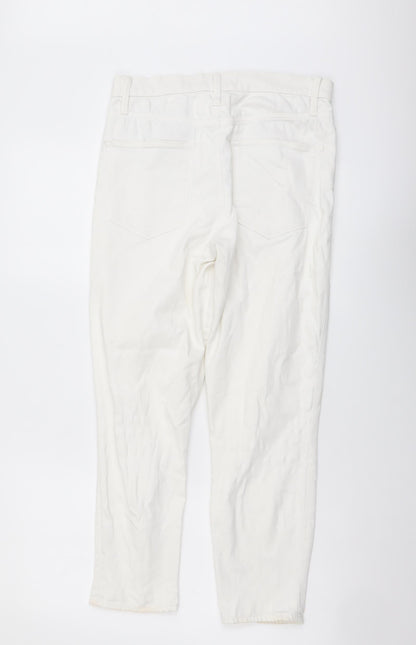 Gap Womens White Cotton Tapered Jeans Size 28 in L24 in Regular Button