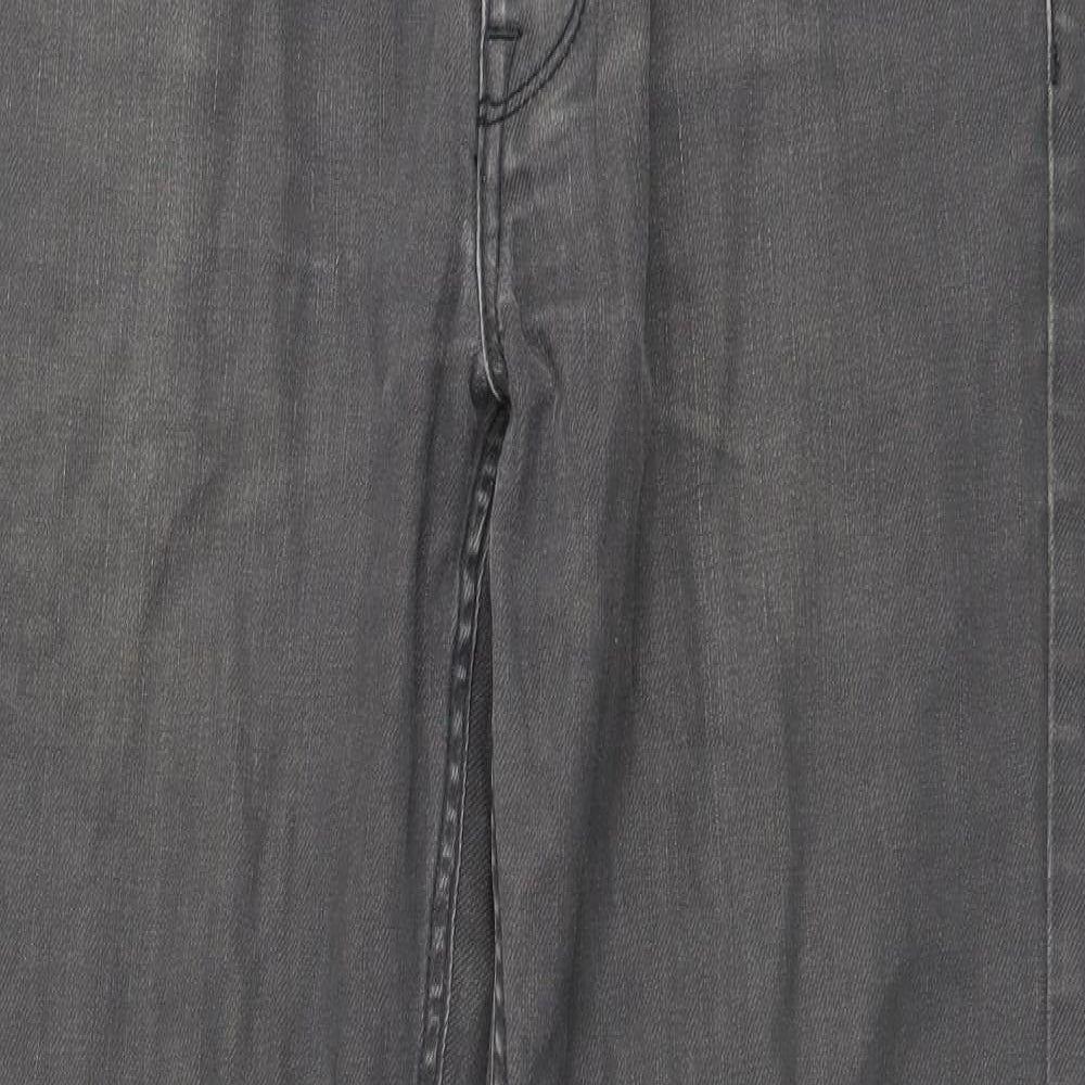 NEXT Womens Grey Cotton Straight Jeans Size 30 L29 in Slim Button