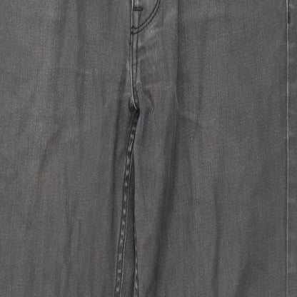 NEXT Womens Grey Cotton Straight Jeans Size 30 L29 in Slim Button