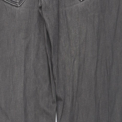 NEXT Womens Grey Cotton Straight Jeans Size 30 L29 in Slim Button