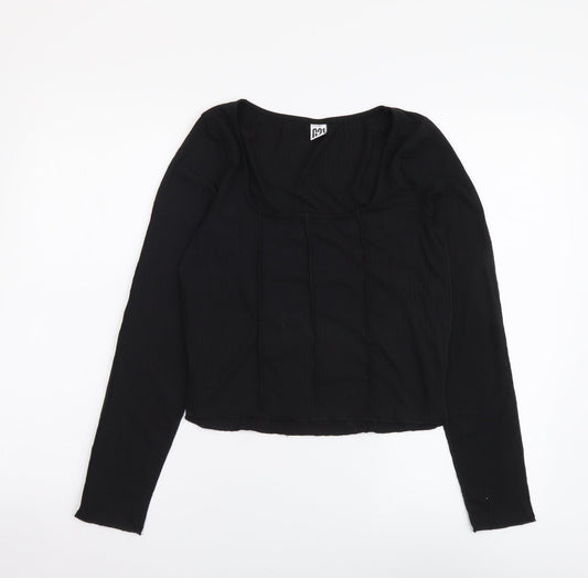 George Womens Black Polyester Basic Blouse Size 12 Scoop Neck