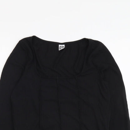 George Womens Black Polyester Basic Blouse Size 12 Scoop Neck