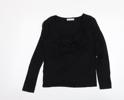 Multiply Womens Black Polyester Basic T-Shirt Size M Cowl Neck