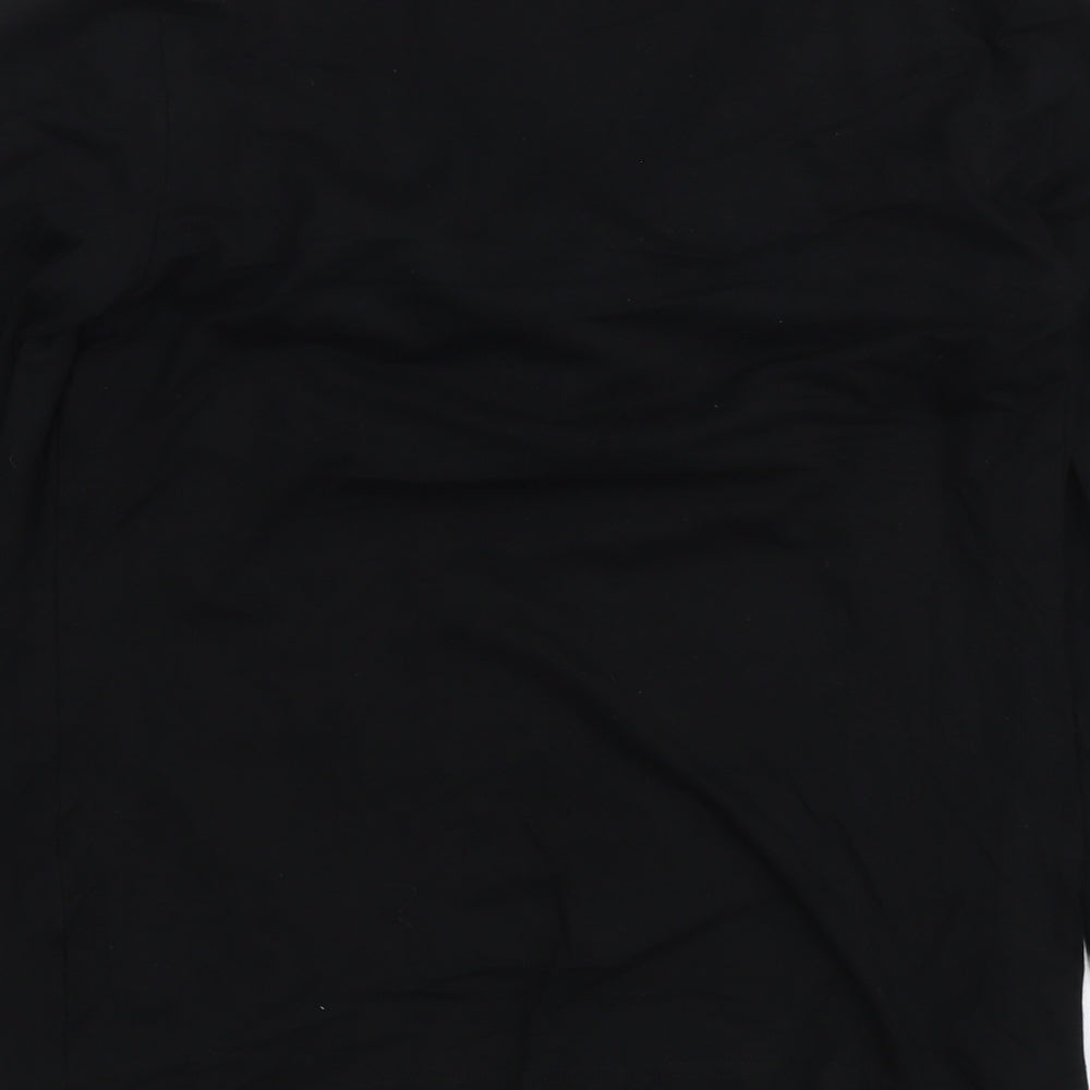 Multiply Womens Black Polyester Basic T-Shirt Size M Cowl Neck