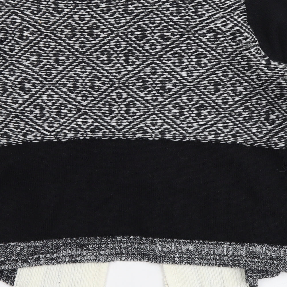 TU Womens Multicoloured V-Neck Geometric Acrylic Cardigan Jumper Size 12