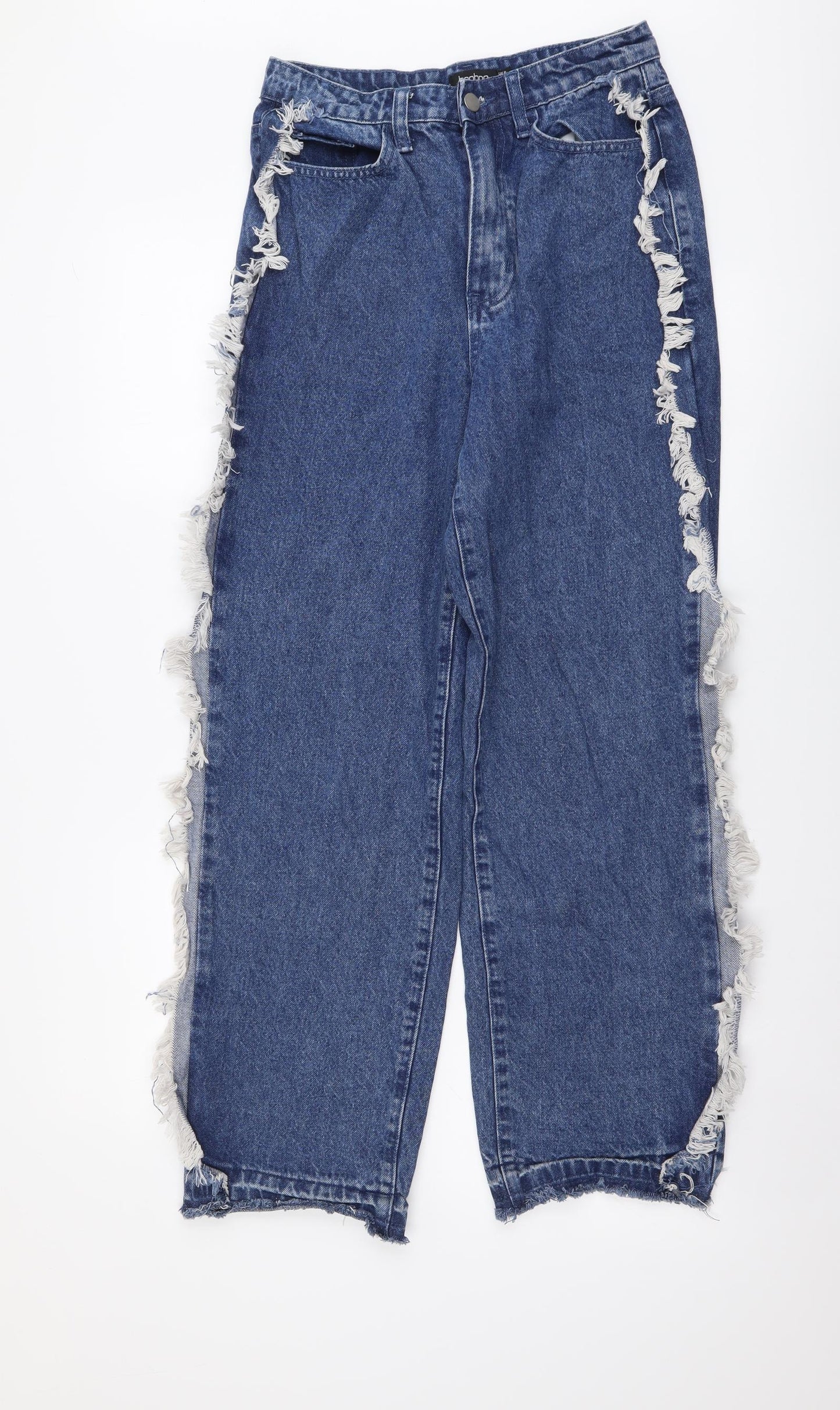 Boohoo Womens Blue Cotton Mom Jeans Size 6 L28 in Regular Button