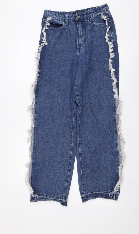 Boohoo Womens Blue Cotton Mom Jeans Size 6 L28 in Regular Button