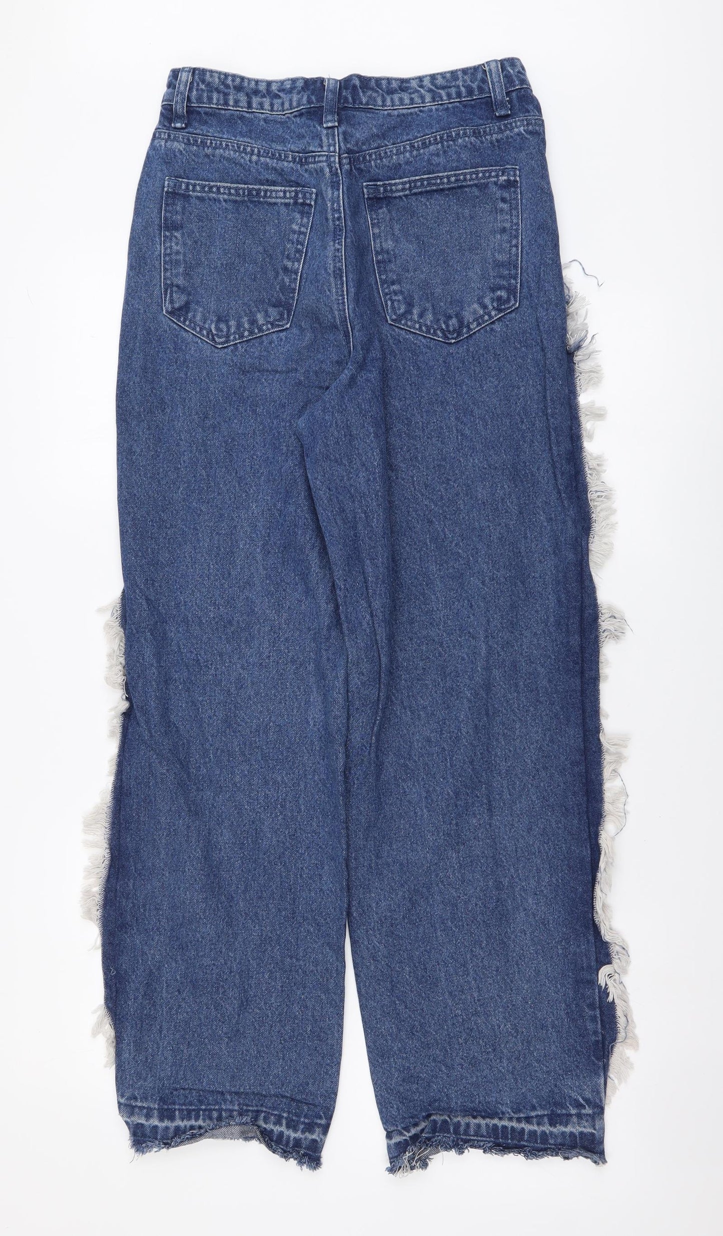 Boohoo Womens Blue Cotton Mom Jeans Size 6 L28 in Regular Button