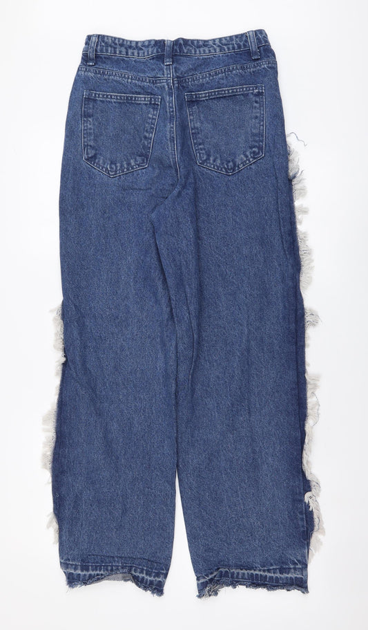 Boohoo Womens Blue Cotton Mom Jeans Size 6 L28 in Regular Button