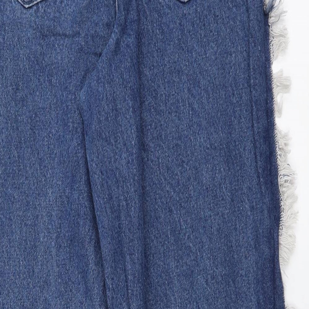 Boohoo Womens Blue Cotton Mom Jeans Size 6 L28 in Regular Button