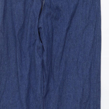 Forever Denim Womens Blue Cotton Wide-Leg Jeans Size 6 L28 in Regular Button - Distressed Look