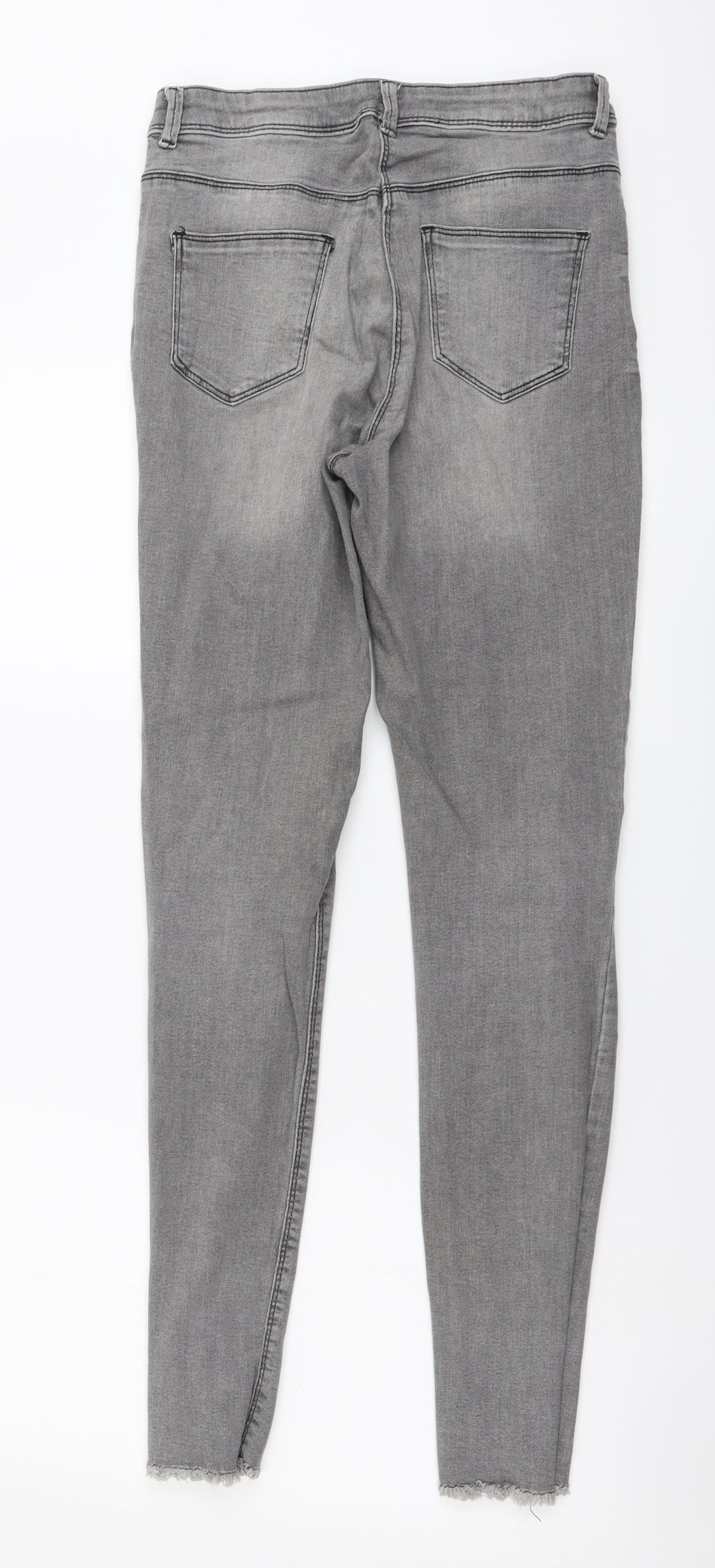 Candy Couture Girls Grey Cotton Skinny Jeans Size 14 Years Regular Button - Distressed Look