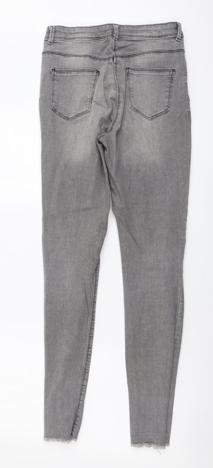 Candy Couture Girls Grey Cotton Skinny Jeans Size 14 Years Regular Button - Distressed Look