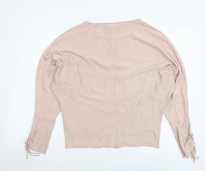 Stardivarius Womens Pink Round Neck Acrylic Pullover Jumper Size S