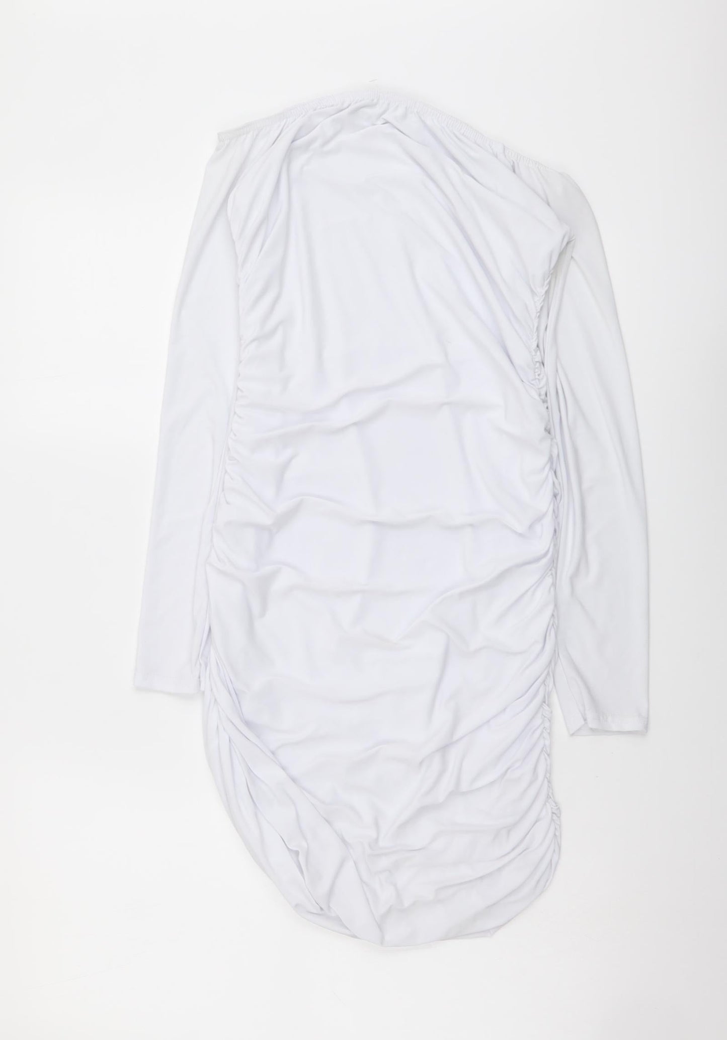 PRETTYLITTLETHING Womens White Polyester Bodycon Size 10 Off the Shoulder Pullover